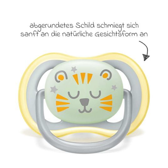 Philips Avent Glow-in-the-dark soother 2-pack Ultra Air Nighttime from 18 M - Cloud / Tiger