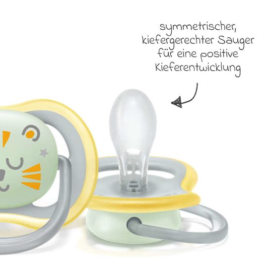 Philips Avent Glow-in-the-dark soother 2-pack Ultra Air Nighttime from 18 M - Cloud / Tiger