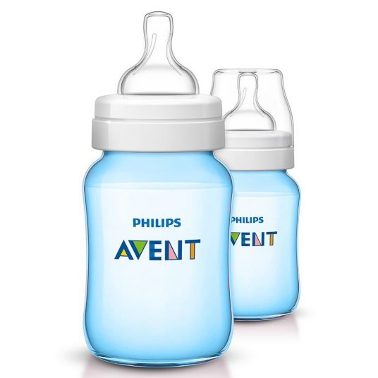 Philips Avent PP Bottle 2 Pack Classic+ 260 ml - Silicone 2 Hole - SCF565/27 Blue