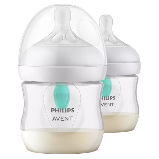 Philips Avent PP-Flasche 2er Pack Natural Response 125ml mit AirFree Ventil + Silikon-Sauger 0M+