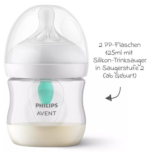 Philips Avent Bottiglia PP 2-pack Natural Response 125ml con valvola AirFree + tettarella in silicone 0M+