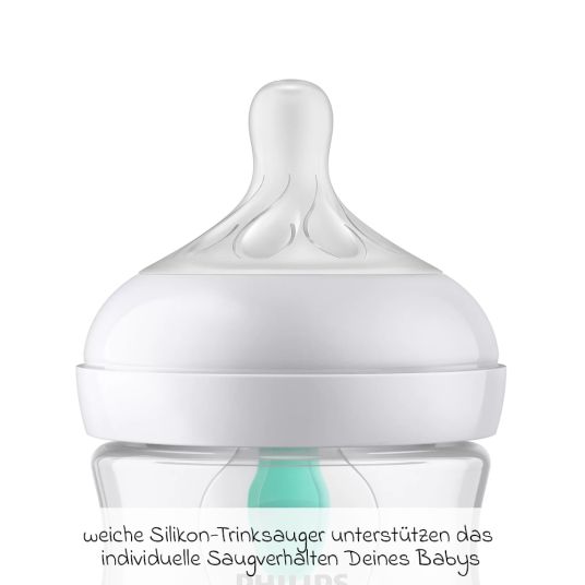 Philips Avent PP-Flasche 2er Pack Natural Response 125ml mit AirFree Ventil + Silikon-Sauger 0M+