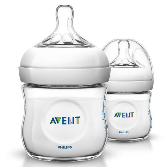 Philips Avent PP-bottle pack of 2 natural 125 ml - silicone 1 hole - SCF690/27