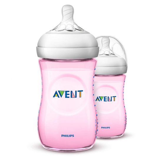 Philips Avent PP bottle 2-pack Naturnah 260 ml - silicone size 2 - SCF034/27 - Pink