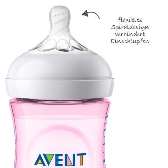 Philips Avent PP bottle 2-pack Naturnah 260 ml - silicone size 2 - SCF034/27 - Pink