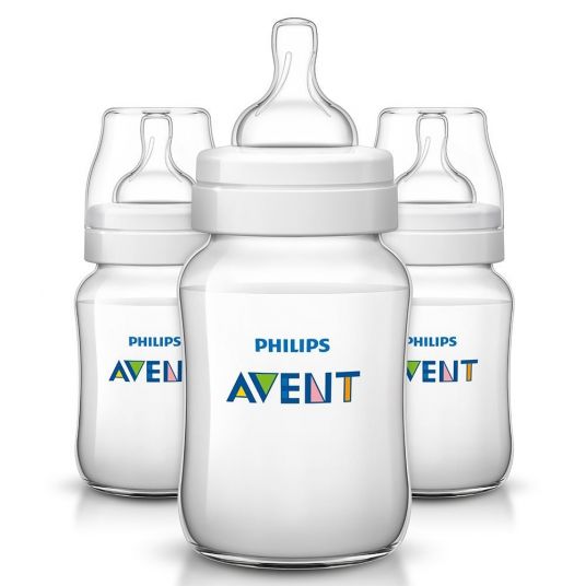 Philips Avent PP-bottle 3-pack Classic+ 260 ml - Silicone 2 hole - SCF563/37