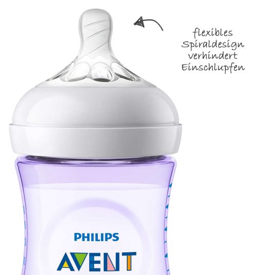 Philips Avent PP-Flasche Naturnah 260 ml - Silikon Gr. 2 - SCF033/14 - Violett