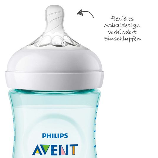Philips Avent Bottiglia in PP Naturnah 260 ml - silicone misura 2 - SCF033/15 - turchese