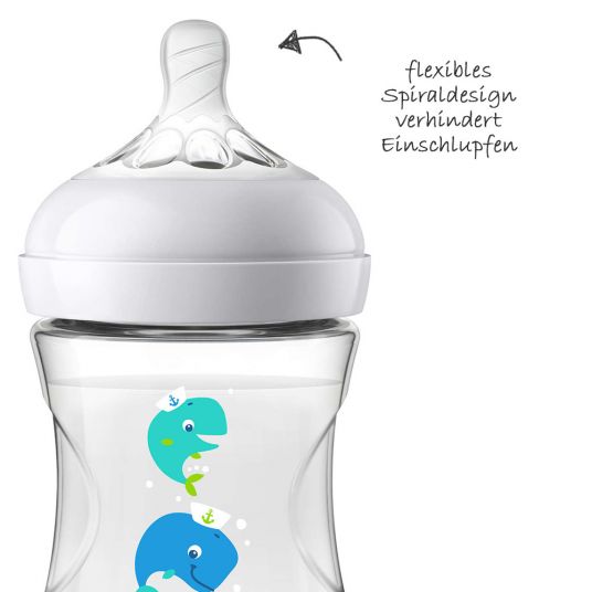 Philips Avent PP-Flasche Naturnah 260 ml - Silikon Gr. 2 - SCF070/23 - Wal