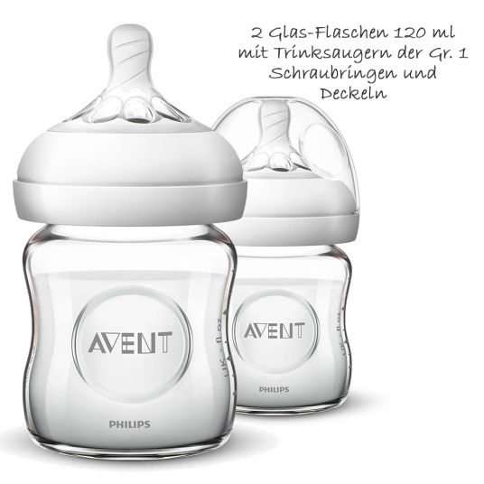 Philips Avent PREMIUM-Set mit Glas Flaschen Naturnah Natural Babyflaschen 