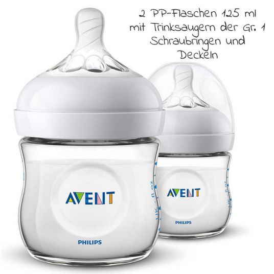 Philips Avent Premium PP-Flaschen-Set 12-tlg. - 6 Babyflaschen + 1 Flaschenbürste + 5 Spucktücher - Girls