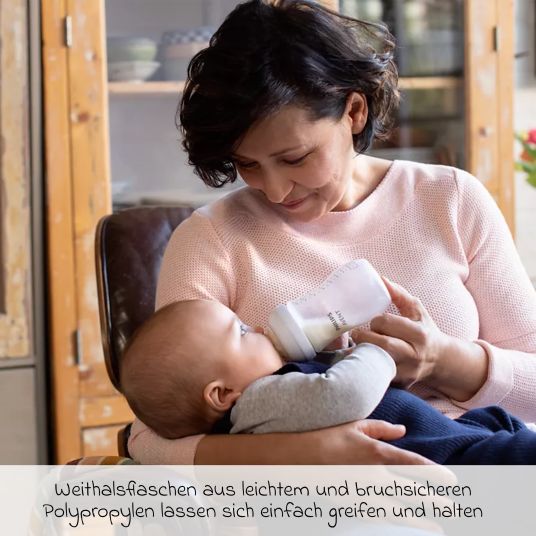 Philips Avent Premium PP-Flaschen-Set Natural 11-tlg. - 6 Babyflaschen + Flaschenbürste + Milchpulverportionierer + 3 Spucktücher