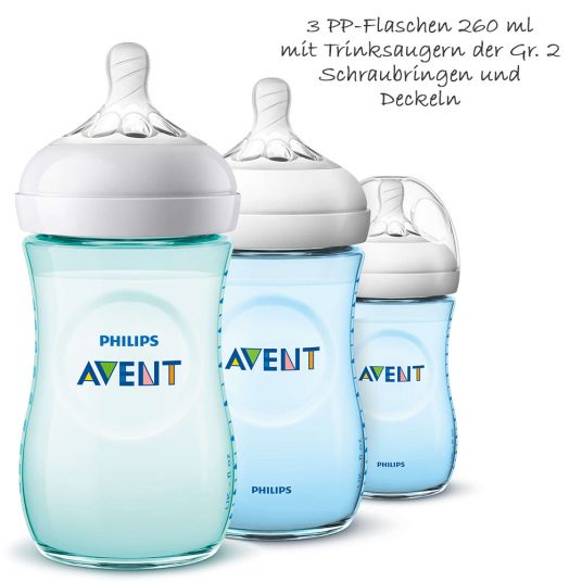 Philips Avent Premium starter set 13 pcs - 5x baby bottles + 1x bottle brush + 2x pacifiers + 5x burp cloths - Boys