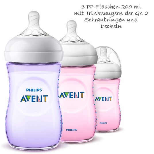 Philips Avent Premium starter set 13 pcs - 5x baby bottles + 1x bottle brush + 2x pacifiers + 5x burp cloths - Girls