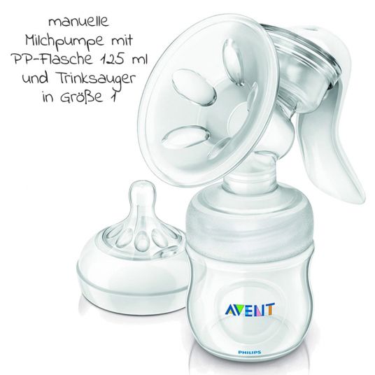 Philips Avent Premium Still-Set Basic 13-tlg. - Handmilchpumpe + 3 Babyflaschen + 5 Mehrwegbecher + 1 Flaschenbürste + 3 Spucktücher