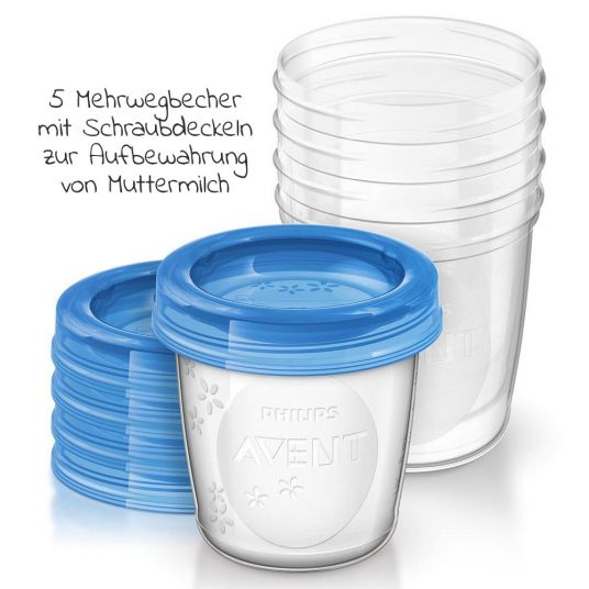 Philips Avent Set allattamento Premium Basic 13 pezzi - Tiralatte manuale + 3 biberon + 5 tazze riutilizzabili + 1 spazzola per biberon + 3 panni per il ruttino
