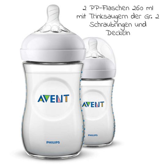 Philips Avent Premium Still-Set Deluxe 74-tlg. - elektr. Milchpumpe + 5 PP-Flaschen + 5 Mehrwegbecher + 60 Stilleinlagen + 3 Mulltücher