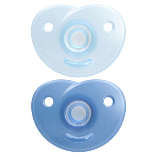 Philips Avent Pacifier 2 Pack Curved Soothie - Silicone 0-6 M - SCF099/21 - Blue