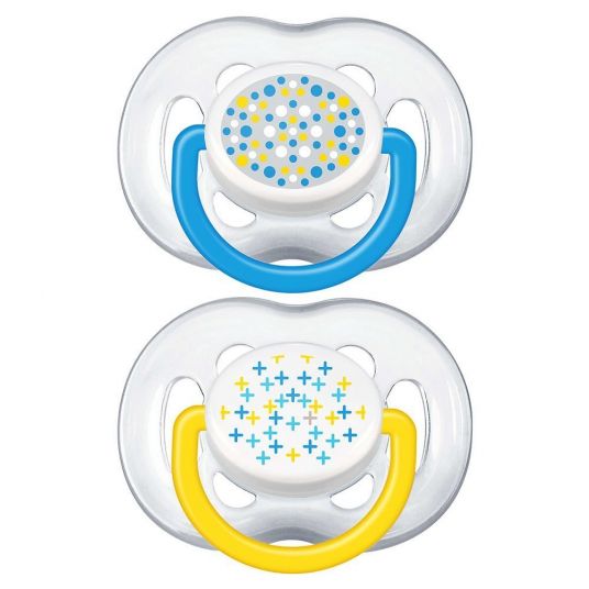 Philips Avent Pacifier 2 Pack Freeflow Fashion - Silicone 6-18 M - SCF180/27 - Blue Yellow