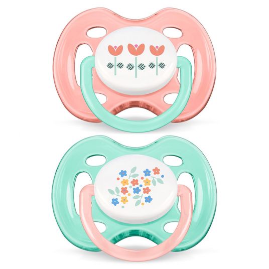 Philips Avent Pacifier 2 Pack Freeflow Vintage - Silicone 0-6 M - SCF172/02 - Pink Green