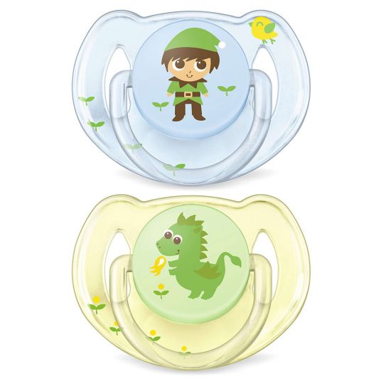 Philips Avent Succhietto 2 Pack Classic Fairytale Forest - Silicone 6-18 M - SCF169/47 - Blu Verde