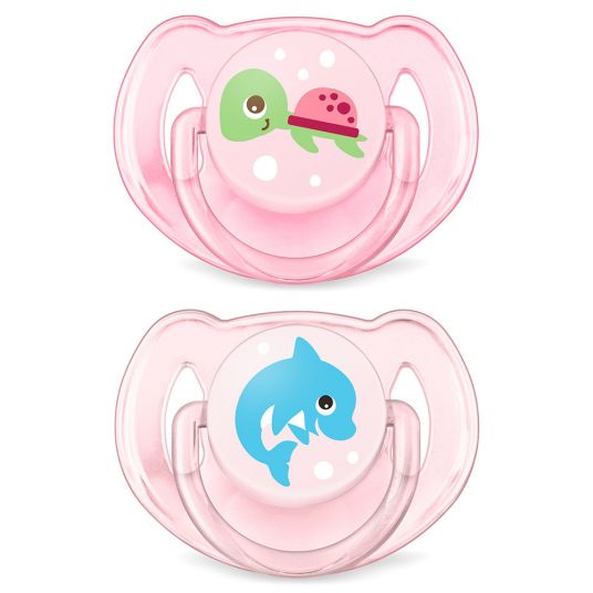 Philips Avent Pacifier 2 Pack Classic Sea - Silicone 6-18 M - SCF169/38 - Pink