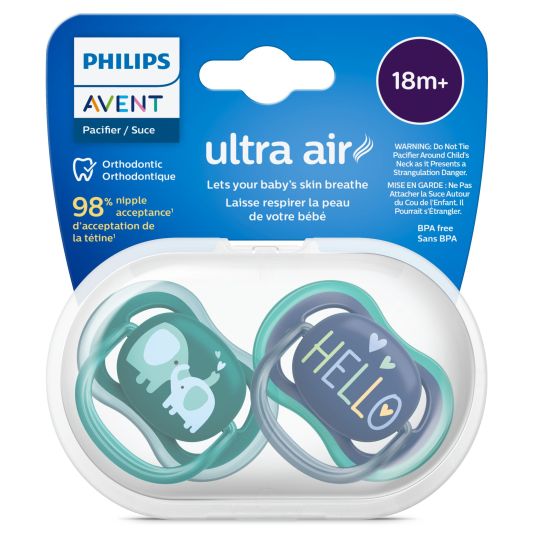 Philips Avent Succhietto 2-pack Ultra Air da 18 M - Elefanti / Ciao