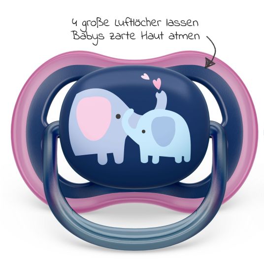 Philips Avent Pacifier 2-pack Ultra Air from 18 M - Elephants / Love