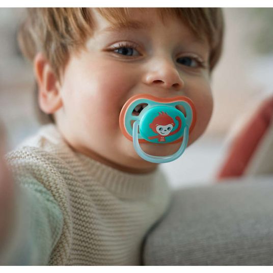 Philips Avent Pacifier 2 Pack Ultra Air - Silicone from 18 M - Monkey & Sloth