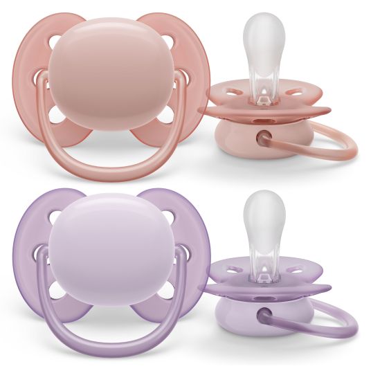Philips Avent Pacifier 2-pack Ultra Soft 0-6 M - Pink / Purple
