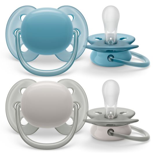 Philips Avent Pacifier 2-pack Ultra Soft 6-18 M - Blue / Gray