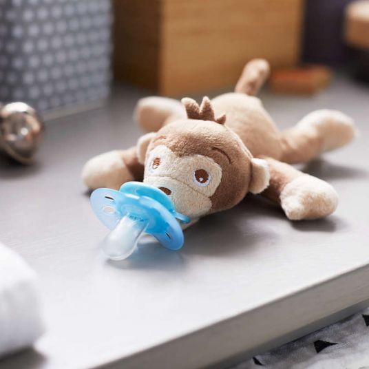 Philips Avent Pacifier animal Snuggle Monkey + Pacifier Ultra Soft - Silicone 0-6 M - SCF348/12