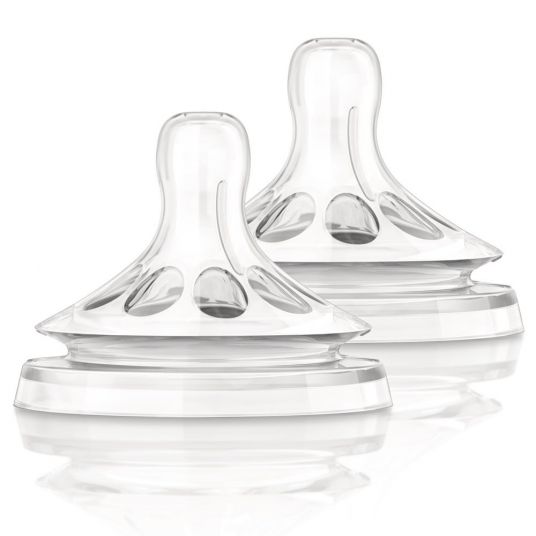 Philips Avent Teat 2 pack natural - silicone 4 hole milk - SCF654/27
