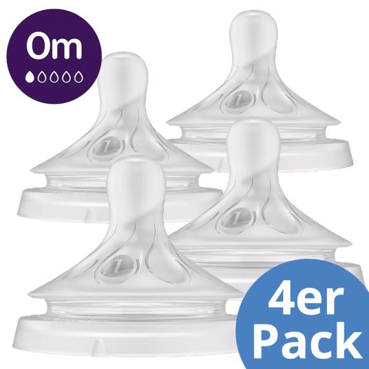 Philips Avent Teat 4-pack Natural Response - silicone teat stage 1 - 0M (Newborn)