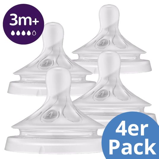 Philips Avent Teat 4-pack Natural Response - silicone teat level 4 - 3M+