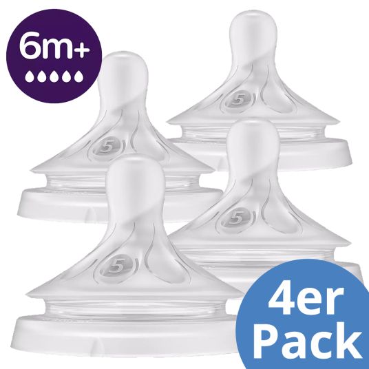 Philips Avent Teats 4-pack Natural Response - silicone teat level 5 - 6M+
