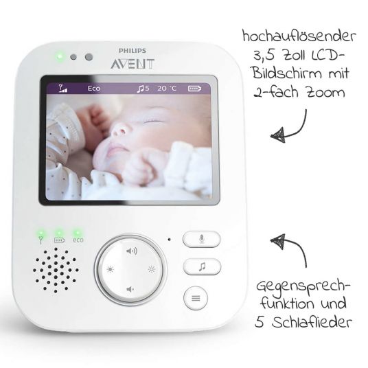 Philips Avent Video-Babyphone mit Kamera - digital 3,5 Zoll - SCD845/26
