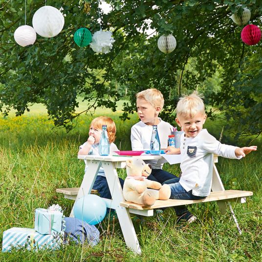 Pinolino Kinder-Sitzgarnitur Nicki für 4 Kinder - Fichte massiv - Weiß
