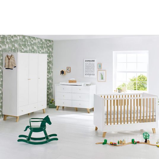 Pinolino Children's room Pan with 3-door wardrobe, bed, extra wide baby changing unit
