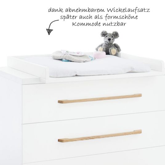 Pinolino Kinderzimmer Riva mit 2-türigem Schrank, Bett, breiter Wickelkommode