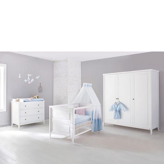 Pinolino Children's room Smilla 15-pcs. with 3-door wardrobe incl. textile collection Vichy check blue