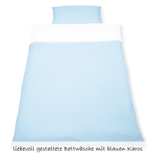 Pinolino Kinderzimmer Smilla 15-tlg. mit 3-türigem Schrank inkl. Textilkollektion Vichy-Karo Blau