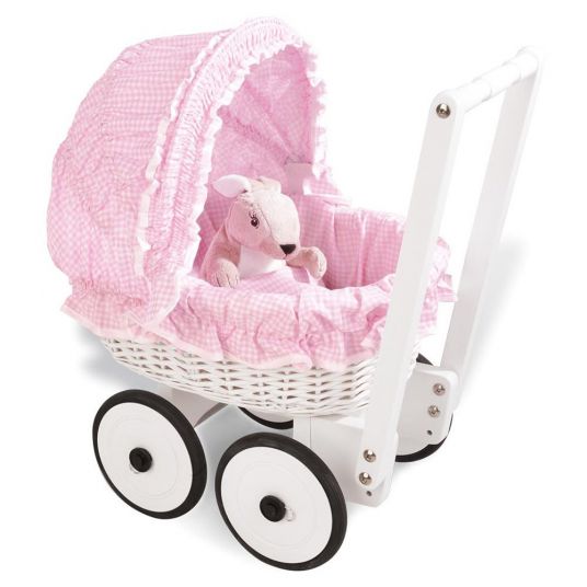 Pinolino Basket doll carriage Marion incl. bedding - Vichy Karo Pink White