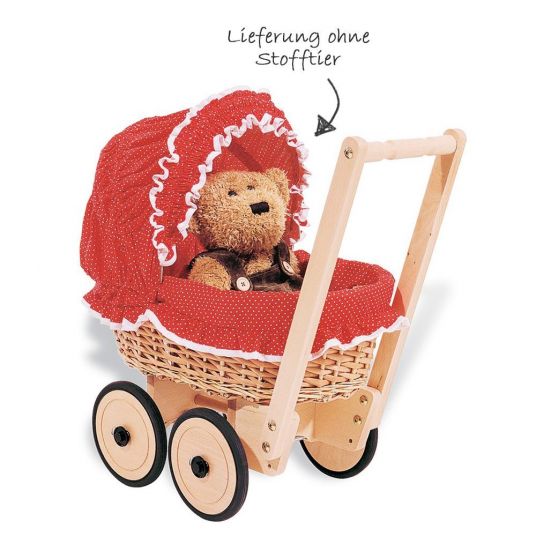Pinolino Basket doll carriage Mona incl. bedding - dot red nature