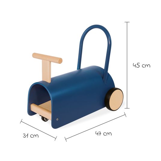 Pinolino Lauflernwagen und Rutscher Enzo ab 12 Monate mit gummierten Holzräder & Schwenkrollen - Blau