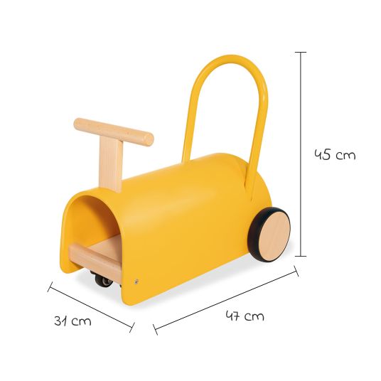 Pinolino Baby walker and pushchair Enzo from 12 months with rubberized wooden wheels & swivel castors - yellow