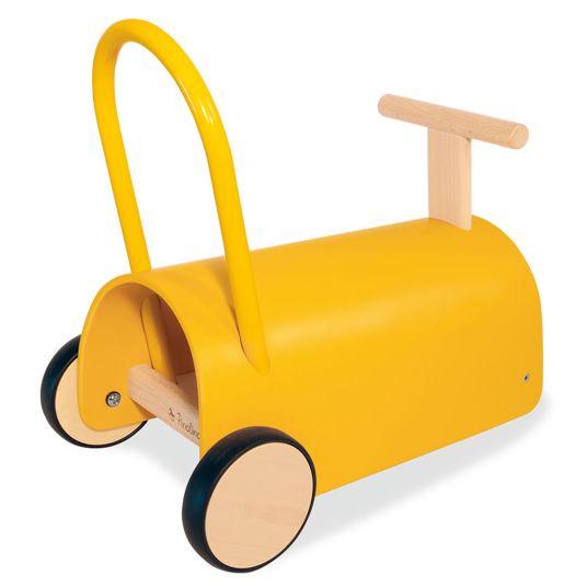 Pinolino Baby walker and pushchair Enzo from 12 months with rubberized wooden wheels & swivel castors - yellow