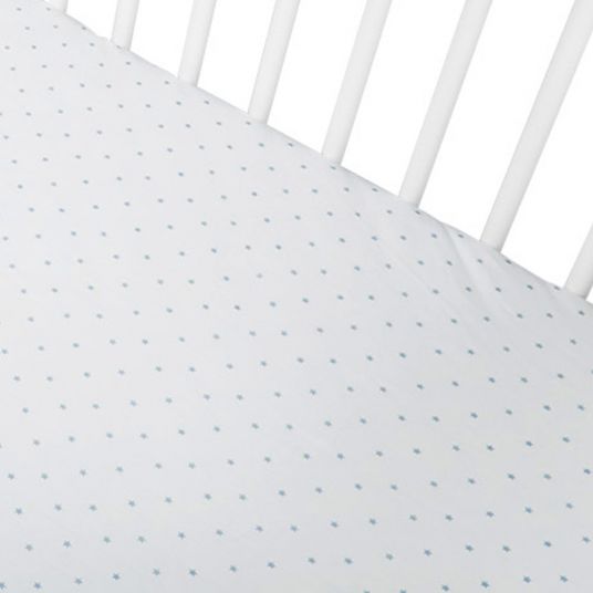 Pinolino Fitted sheet for crib - pack of 2 60 x 120 / 70 x 140 cm - star - light blue