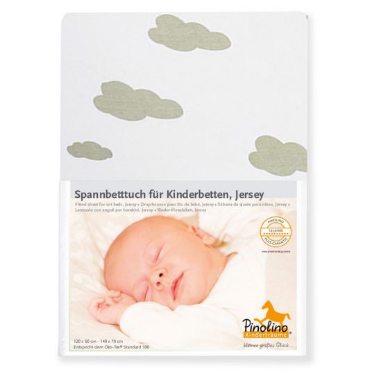 Pinolino Spannbetttuch für Kinderbett - 2er Pack 60 x 120 / 70 x 140 cm - Wölckchen - Grau