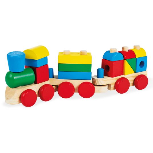Pinolino Play and stacking train Molly 18-pcs - solid pine - Colorful